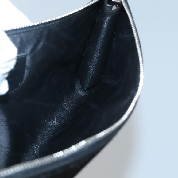 Salvatore Ferragamo Hand Bag Suede Black Silver Auth bs26594