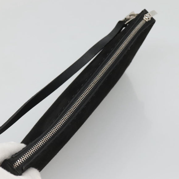 Salvatore Ferragamo Hand Bag Suede Black Silver Auth bs26594