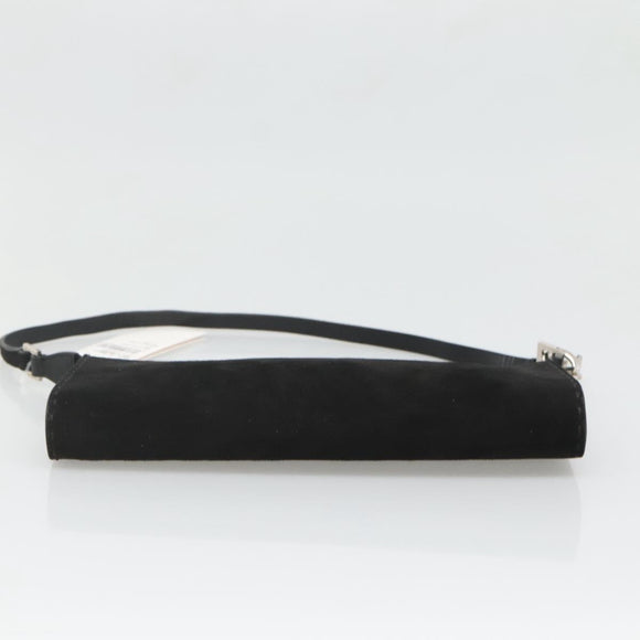 Salvatore Ferragamo Hand Bag Suede Black Silver Auth bs26594