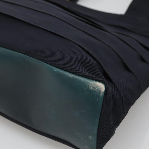 Salvatore Ferragamo Vala Tote Bag Canvas Leather Navy Gold Auth bs26595