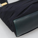 Salvatore Ferragamo Vala Tote Bag Canvas Leather Navy Gold Auth bs26595-11