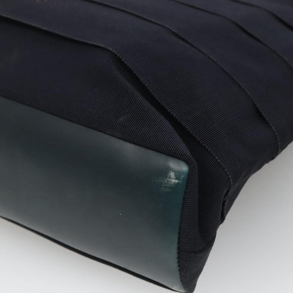 Salvatore Ferragamo Vala Tote Bag Canvas Leather Navy Gold Auth bs26595