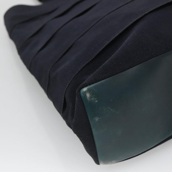 Salvatore Ferragamo Vala Tote Bag Canvas Leather Navy Gold Auth bs26595