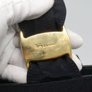 Salvatore Ferragamo Vala Tote Bag Canvas Leather Navy Gold Auth bs26595-14