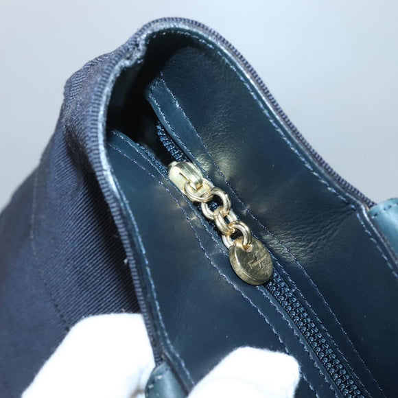 Salvatore Ferragamo Vala Tote Bag Canvas Leather Navy Gold Auth bs26595