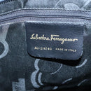 Salvatore Ferragamo Vala Tote Bag Canvas Leather Navy Gold Auth bs26595-12