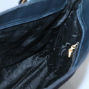 Salvatore Ferragamo Vala Tote Bag Canvas Leather Navy Gold Auth bs26595-18