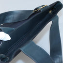 Salvatore Ferragamo Vala Tote Bag Canvas Leather Navy Gold Auth bs26595-6