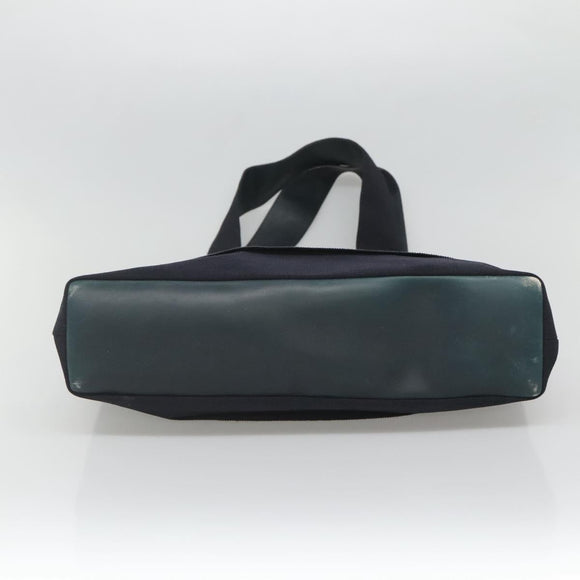 Salvatore Ferragamo Vala Tote Bag Canvas Leather Navy Gold Auth bs26595