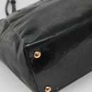 Salvatore Ferragamo Vera Shoulder Bag Enamel Black Gold Auth bs26598-16