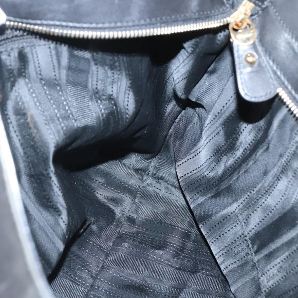 Salvatore Ferragamo Vera Shoulder Bag Enamel Black Gold Auth bs26598