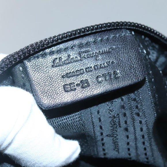 Salvatore Ferragamo Vera Shoulder Bag Enamel Black Gold Auth bs26598