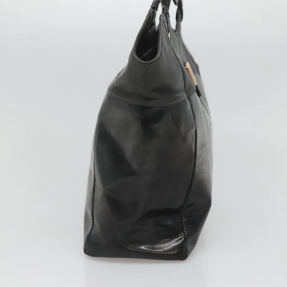 Salvatore Ferragamo Vera Shoulder Bag Enamel Black Gold Auth bs26598