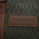 Christian Dior Honeycomb Canvas Hand Bag PVC Black Gold Auth bs26600-17