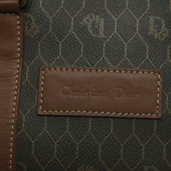 Christian Dior Honeycomb Canvas Hand Bag PVC Black Gold Auth bs26600