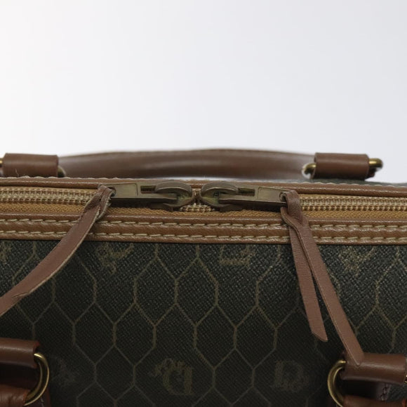 Christian Dior Honeycomb Canvas Hand Bag PVC Black Gold Auth bs26600