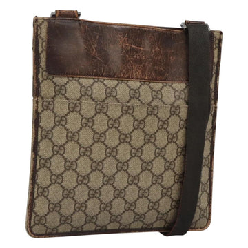 GUCCI GG Supreme Shoulder Bag PVC Beige Silver 27639 Auth bs26601