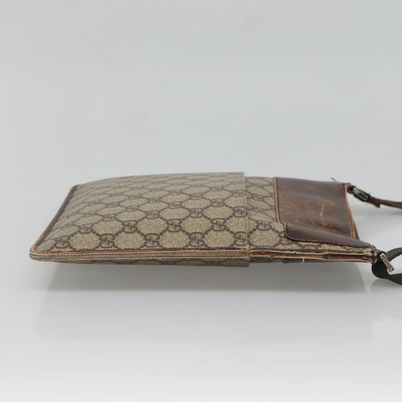 GUCCI GG Supreme Shoulder Bag PVC Beige Silver 27639 Auth bs26601