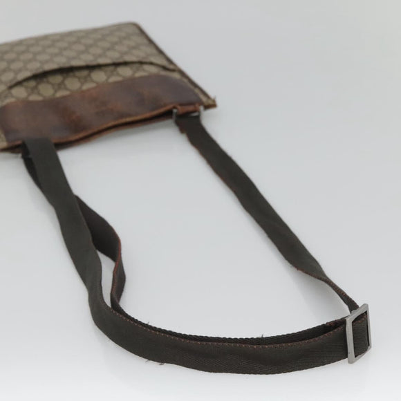 GUCCI GG Supreme Shoulder Bag PVC Beige Silver 27639 Auth bs26601