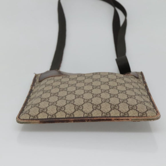 GUCCI GG Supreme Shoulder Bag PVC Beige Silver 27639 Auth bs26601