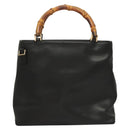 GUCCI Bamboo Hand Bag Leather 2way Black Gold 002 2058 0508 0 Auth bs26604-2