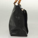 GUCCI Bamboo Hand Bag Leather 2way Black Gold 002 2058 0508 0 Auth bs26604-4