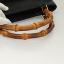 GUCCI Bamboo Hand Bag Leather 2way Black Gold 002 2058 0508 0 Auth bs26604-7