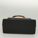 GUCCI Bamboo Hand Bag Leather 2way Black Gold 002 2058 0508 0 Auth bs26604-5