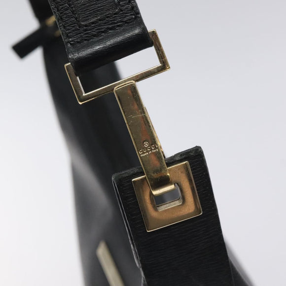 GUCCI Shoulder Bag Leather Black Gold 001 4204 Auth bs26605