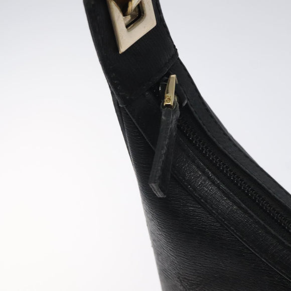 GUCCI Shoulder Bag Leather Black Gold 001 4204 Auth bs26605
