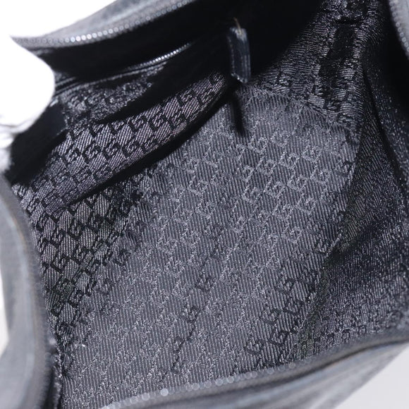 GUCCI Shoulder Bag Leather Black Gold 001 4204 Auth bs26605