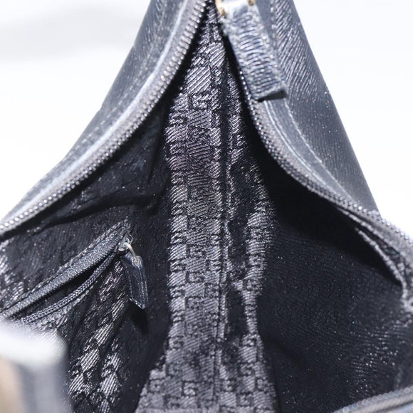 GUCCI Shoulder Bag Leather Black Gold 001 4204 Auth bs26605