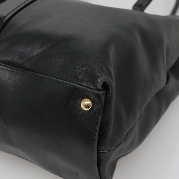 Salvatore Ferragamo Vera Tote Bag Leather Black Gold Auth bs26608