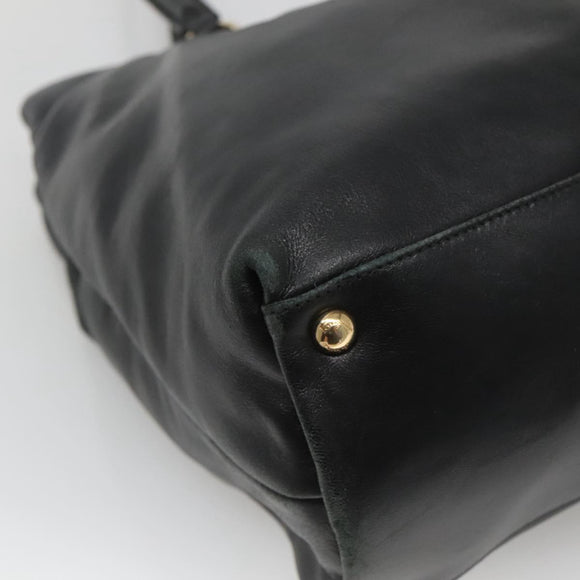 Salvatore Ferragamo Vera Tote Bag Leather Black Gold Auth bs26608