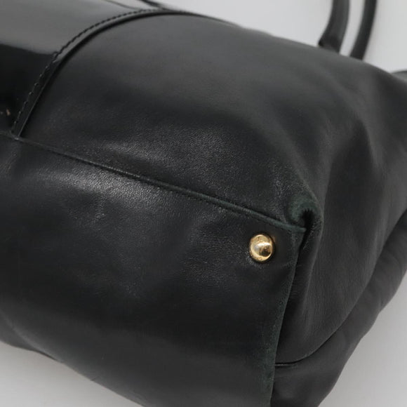 Salvatore Ferragamo Vera Tote Bag Leather Black Gold Auth bs26608