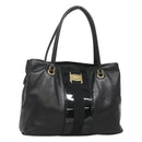 Salvatore Ferragamo Vera Tote Bag Leather Black Gold Auth bs26608-1