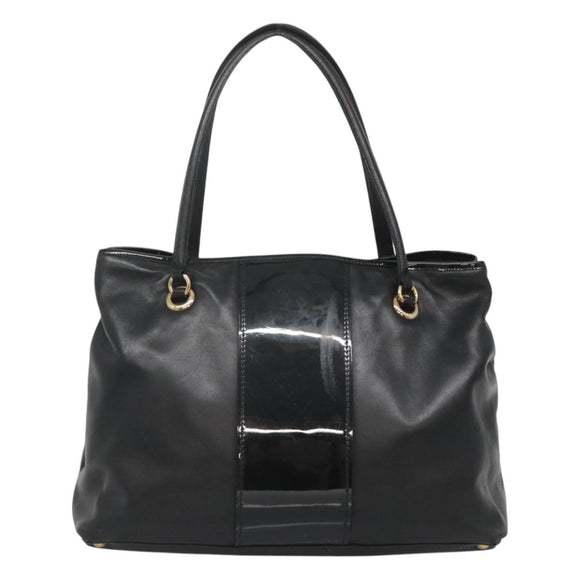 Salvatore Ferragamo Vera Tote Bag Leather Black Gold Auth bs26608