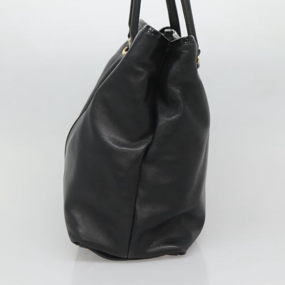 Salvatore Ferragamo Vera Tote Bag Leather Black Gold Auth bs26608