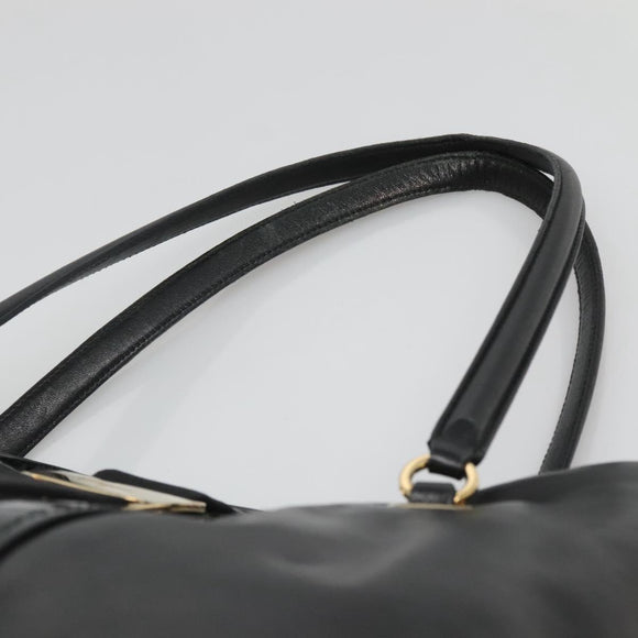 Salvatore Ferragamo Vera Tote Bag Leather Black Gold Auth bs26608