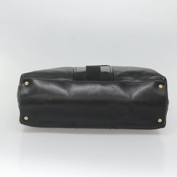 Salvatore Ferragamo Vera Tote Bag Leather Black Gold Auth bs26608