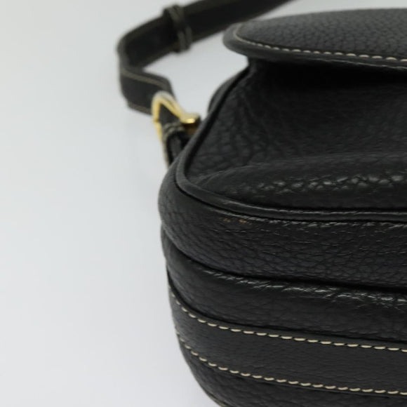 CELINE Shoulder Bag Leather Black Gold Auth bs26612