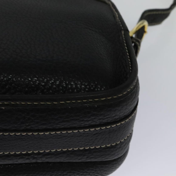 CELINE Shoulder Bag Leather Black Gold Auth bs26612