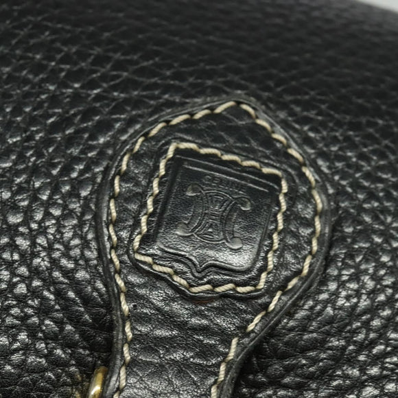 CELINE Shoulder Bag Leather Black Gold Auth bs26612