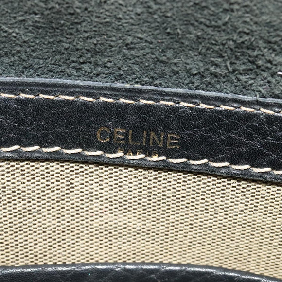 CELINE Shoulder Bag Leather Black Gold Auth bs26612