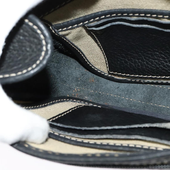 CELINE Shoulder Bag Leather Black Gold Auth bs26612