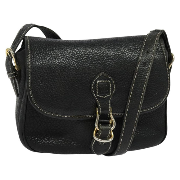 CELINE Shoulder Bag Leather Black Gold Auth bs26612