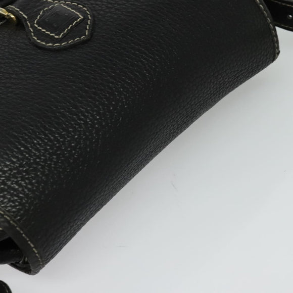 CELINE Shoulder Bag Leather Black Gold Auth bs26612