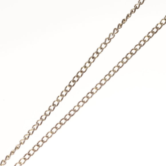 CHANEL Clover Necklace metal Silver CC Auth bs26614