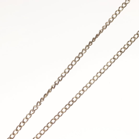 CHANEL Clover Necklace metal Silver CC Auth bs26614