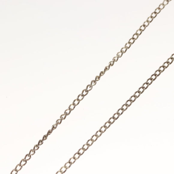 CHANEL Clover Necklace metal Silver CC Auth bs26614